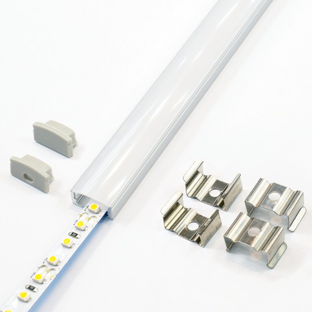 Canal de aluminio de 32.8 x 3.3 ft para instalación de tiras de luces LED,  fácil de cortar, aspecto profesional, cubierta LED en forma de U con