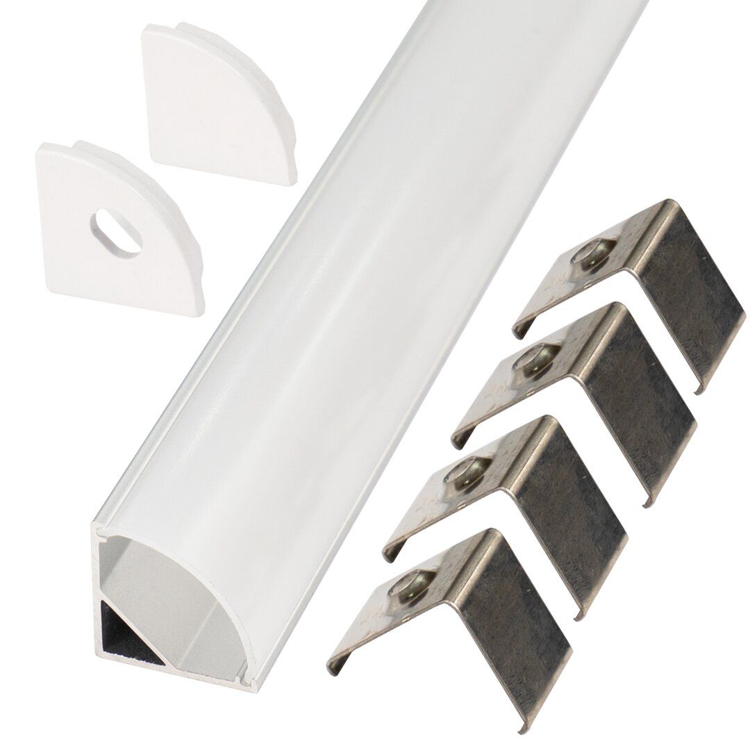 Perfil de aluminio esquinero forma V para tiras LED, 2 metros – tidled
